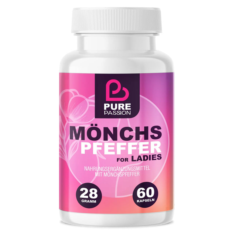 [Australia] - Pure Passion® Monk's Pepper for Ladies - dietary supplement for women - high-dose monk's pepper, with 10 mg Agnus Castus 5:1 - ideal for daily needs - 60 capsules, Made in Germany 