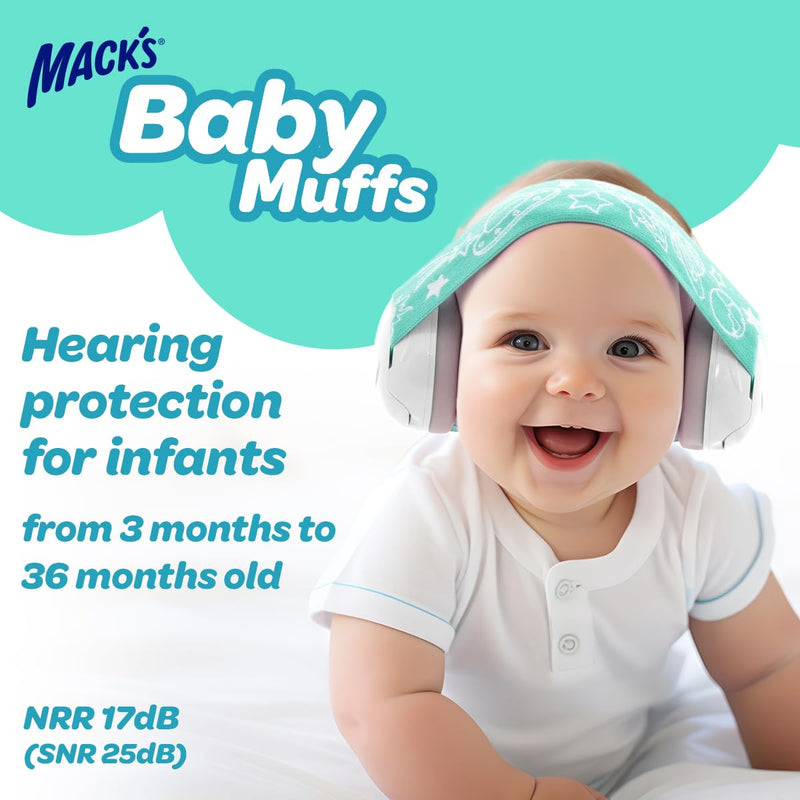 [Australia] - Mack's® Baby Muffs | Baby Ear Muffs Noise Protection | High NRR - 17 Decibels | Noise Cancelling Headphones for Babies & Toddlers | Ages 3-36 Months 