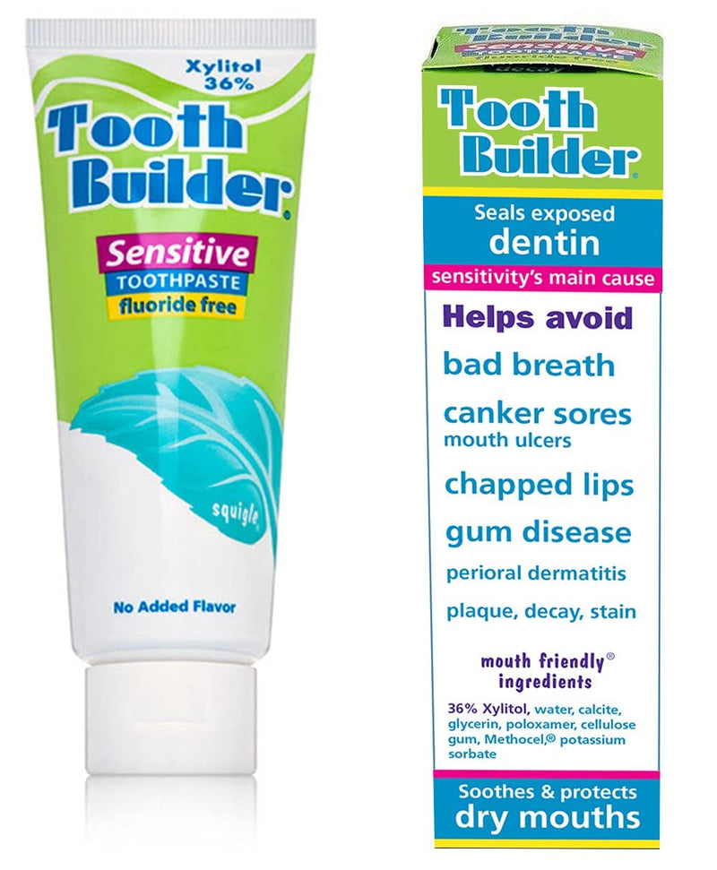 Squigle Tooth Builder SLS Free Toothpaste (Stops Tooth Sensitivity) Prevents Canker Sores, Cavities, Perioral Dermatitis, Bad Breath, Chapped Lips, 4 oz (4 Ounce (Pack of 1), Unflavored) 4 Ounce (Pack of 1)