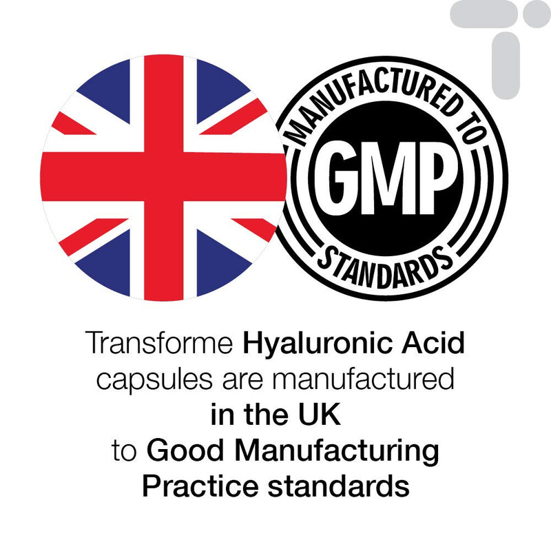 Transforme Hyaluronic Acid Capsules 100mg, 120 Count, Vegetarian, Vegan, All Natural Supplement, Gluten Free, 4 Month Supply