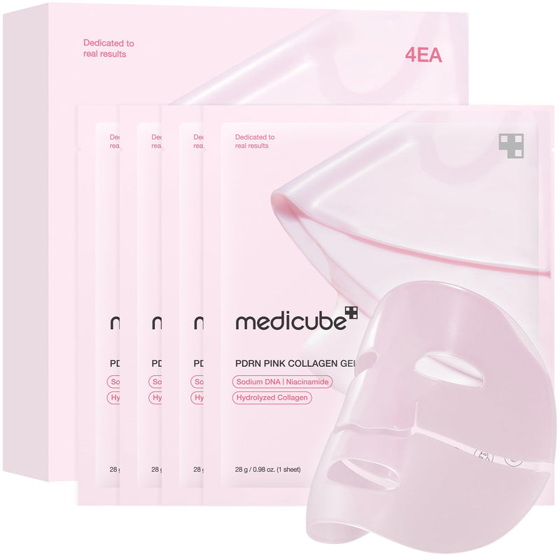 [Australia] - medicube Salmon DNA PDRN pink collagen jelly gel mask | overnight face mask for glass glow skin- elasticity, hydrating, firming and moisturizing | korean skincare, 28g, 4ea Pink PDRN 