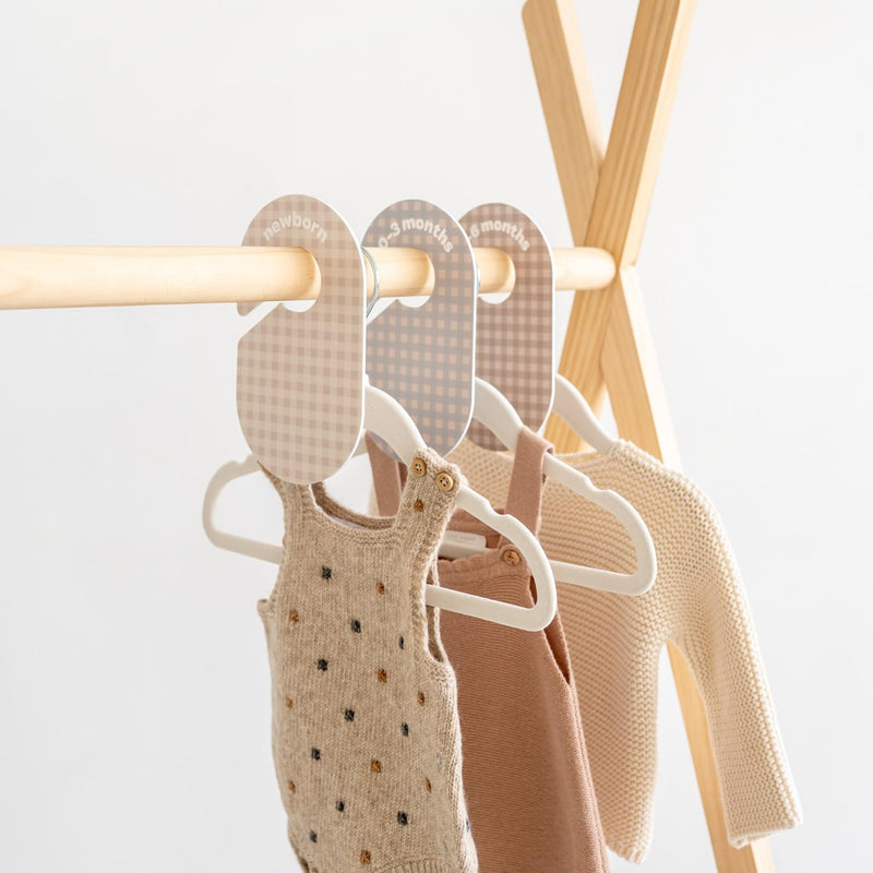 [Australia] - 3 Sprouts Baby and Toddler Hanger Closet Dividers Set of 8 - Durable Nursery Closet Organizer for Baby Clothes by Size/Age for Infant to Toddler, Boy & Girl - Gingham 