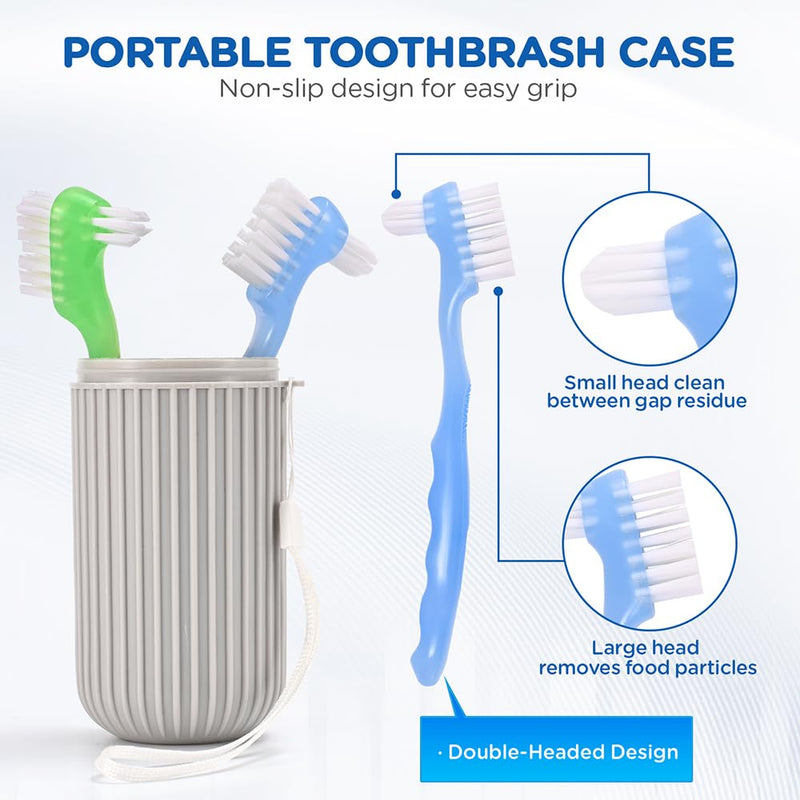 [Australia] - 2 Pack Denture Clean Toothbrush for Denture Care Tool w/Multi Layered Ordinary or Hard Bristles Dual Ordinary or Hard Bristle for False Teeth Superb Total Cleaning (2 Hard Brush b1) 2 hard brush b1 