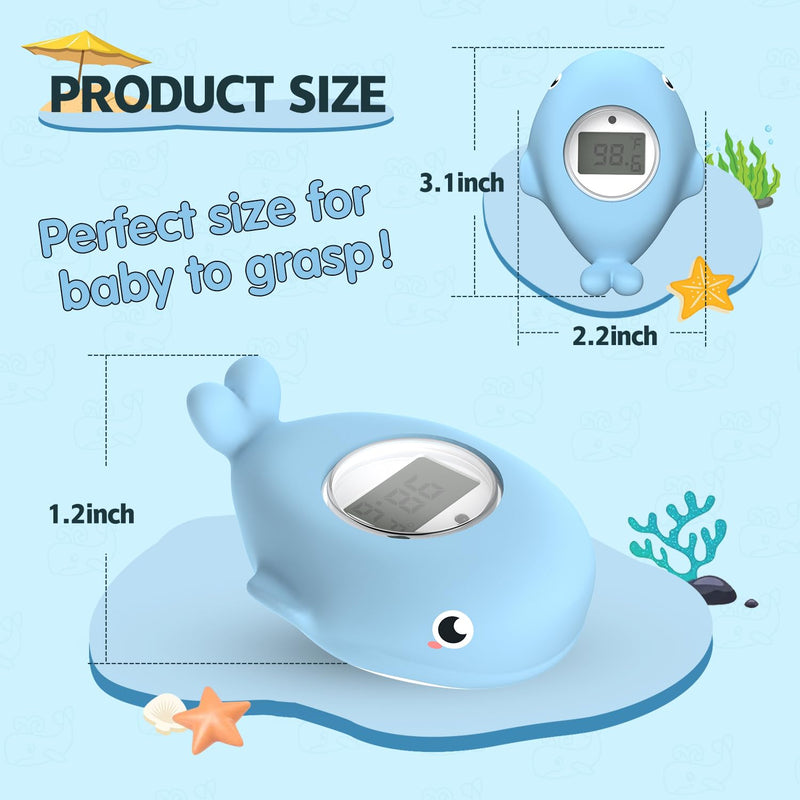 Baby Bath Bathtub Thermometer for Infant - Safety Bath Tub Water Temperature Digital Thermometer - Floating Bathing Toy Gift for Kids Newborn Mother with Flashing Temperature Warning Blue