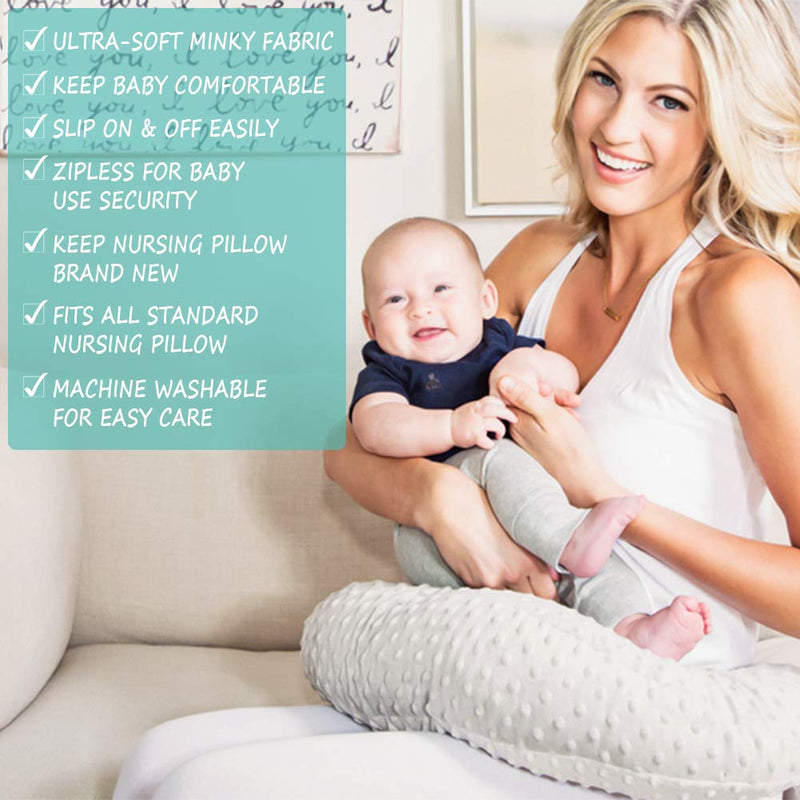 [Australia] - Minky Nursing Pillow Cover, Nursing Pillow Case Plush Breastfeeding Pillow Slipcover Fits Nursing Pillow, Ultra Soft Snug for Infant & Baby Boy Girl, Machine Washable & Breathable, 2 Pack-Grey & Navy 