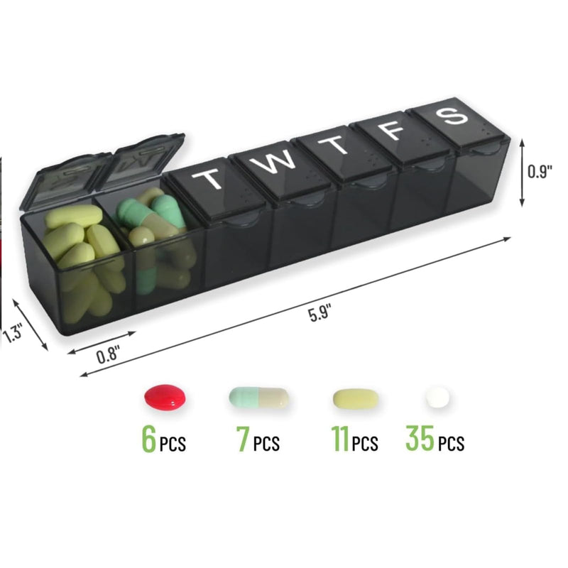 Pill Organizer 7-Day Weekly Pill Organizer | Portable Medicine, Daily Pill Cases for Pills/Vitamin/Fish Oil/Supplements 15cm-pink