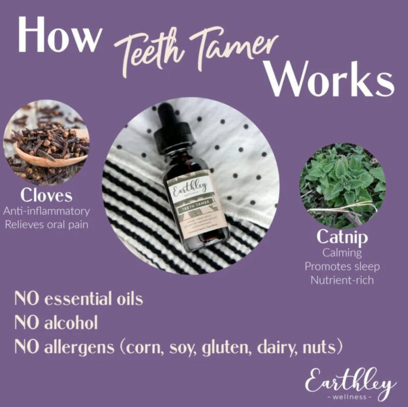 [Australia] - Earthley Wellness, Teeth Tamer, Natural Teething Relief, Soothes Drooling and Irritability due to Teething or Toothaches, Pure, Organic Ingredients, Improved Label, New Larger Size (1.69 oz) 