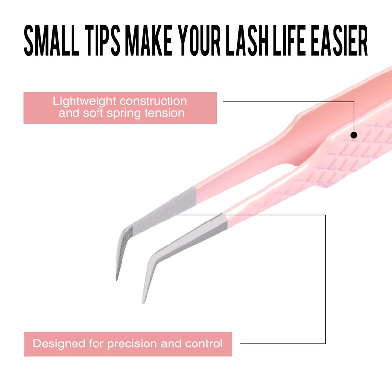 Fiber Tip Lash Tweezers for Eyelash Extensions, Professional 90 Degree Tweezers for Lash Extension Suppliers, Best Pink Tweezers Precision Tool Set(90 Degree) 90 Degree Tweezer