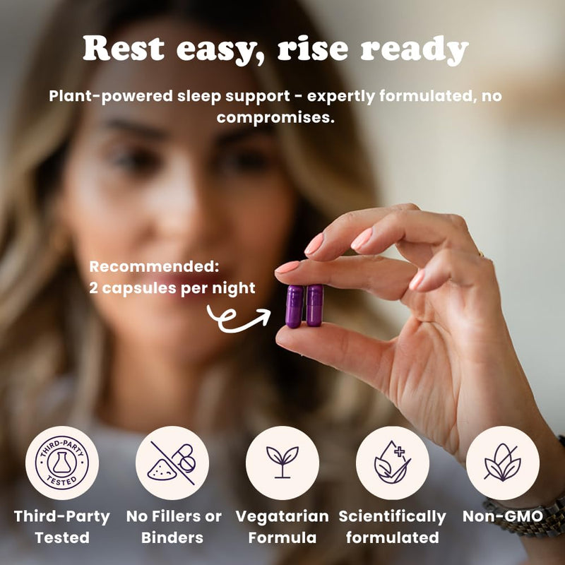 Sleepee Natural Nighttime Sleep Support - with Montmorency Cherry, Lemon Balm, L-Tryptophan & Magnesium - 60 Vegan Capsules, UK-Made 60 count (Pack of 1)
