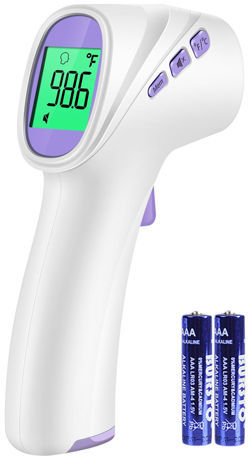 [Australia] - Forehead Thermometer for Adults, Kids & Babies, No-Touch Infrared Thermometer, Digital Thermometer with LCD Backlight Display, Fever Alarm and 1s Instant Reading - Purple 