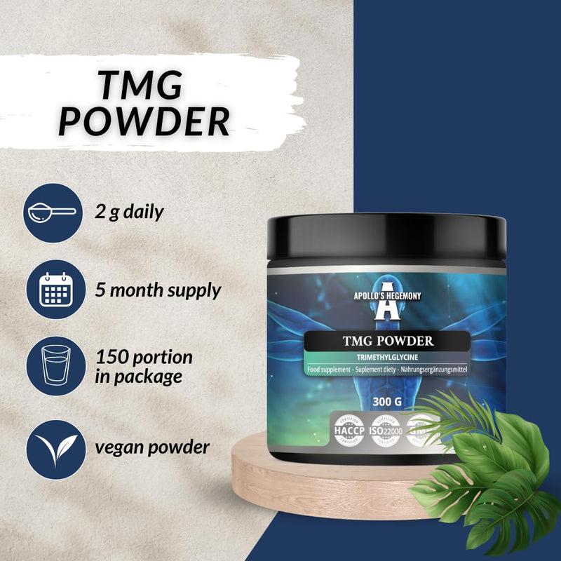 TMG Powder 300 g - Betaine - 2000 mg Trimethylglycine per Serving - 150 Servings per Pack - No Additives - Branched Chain Amino Acids - Support Metabolism - by Apollo's Hegemony