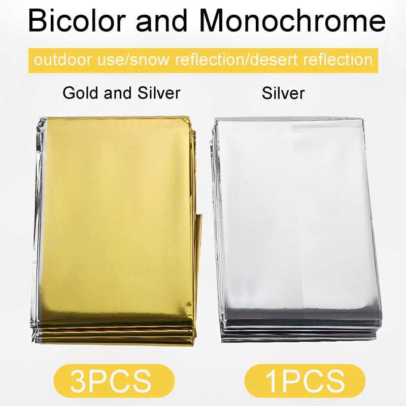 [Australia] - ElevaPulse Pack of 4 Rescue Blankets 210cm x 130cm, Rescue Blanket Gold Silver, Rescue Blankets, Safety Blanket, for Outdoor, Hiking, Survival, First Aid Blankets, Robust, Tear-Resistant & Waterproof 