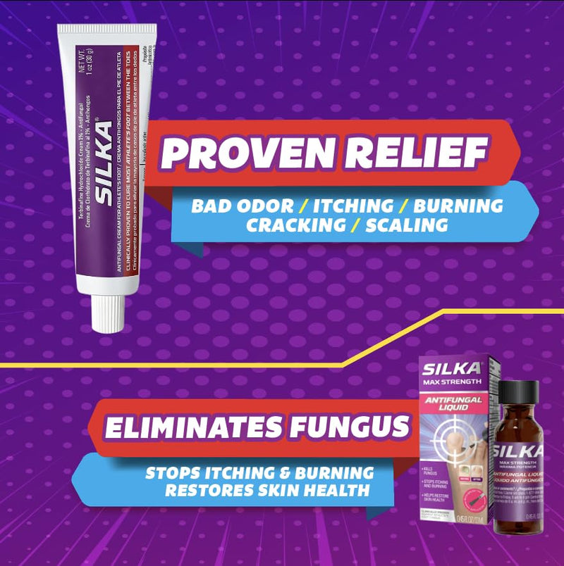 [Australia] - Silka Max Strength Antifungal Liquid & Cream Set - Powerful Relief for Toenail Fungus, Athlete's Foot, and Ringworm, Itch and Burn Relief 
