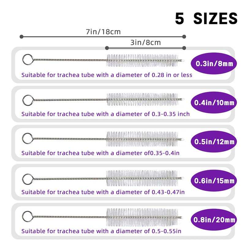 [Australia] - Tracheostomy Cleaning Brushes, 10pcs Bendable Trach Tube Brush Nylon Bristle Pipe Tube Cleaning Brush for Tracheostomy Supplies (0.5in) 0.5in 