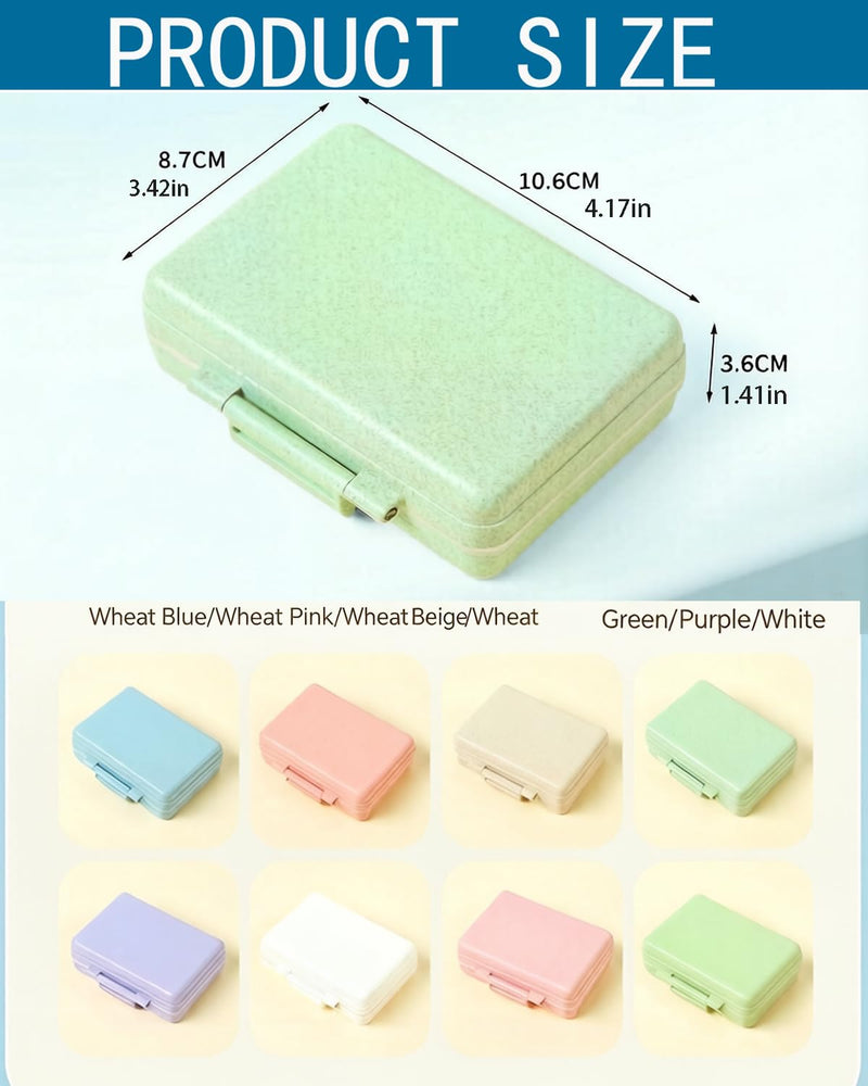 Travel Pill Organizer - Airtight Medicine Case for Traveling Portable Pharmacy Box Vitamin Container 9 Compartment Supplement Medication Holder Large Capacity Daily Weekly(Wheat Blue) Wheat Blue