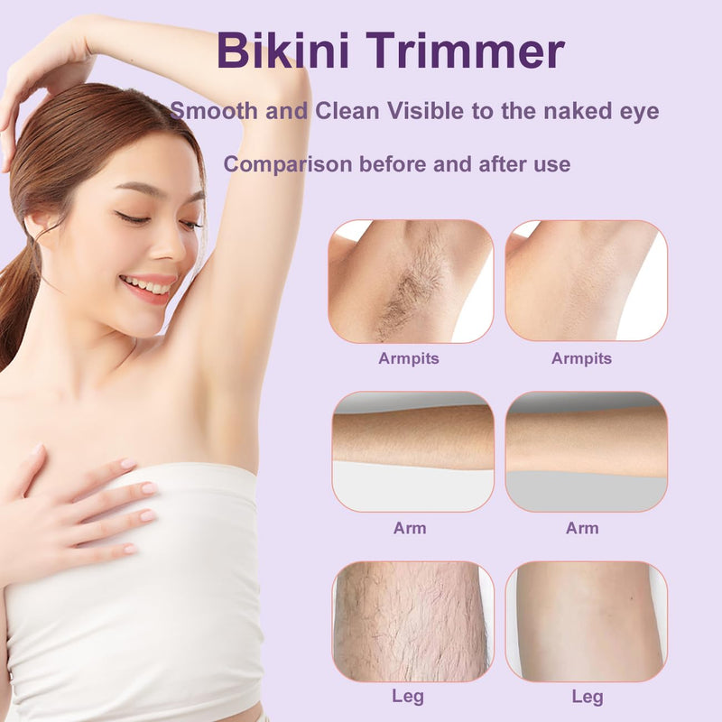 [Australia] - Electric Shaver for Women,2-in-1 Painless Hair Removal & Trimmer, IPX7 Waterproof for Shower Use for Face & Body Smooth Skin with LED Display, Rechargeable Razor for Travel Use Purple 
