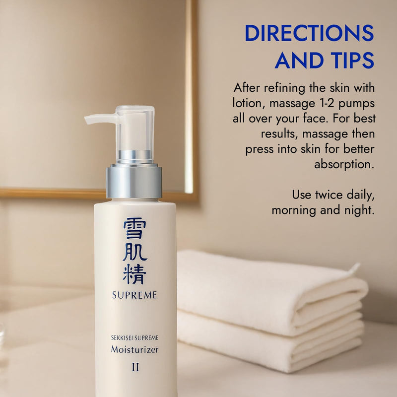 SEKKISEI SUPREME Moisturizer II N., Replenishing & Hydrating Liquid with Vitamin C, 4.7 Ounce