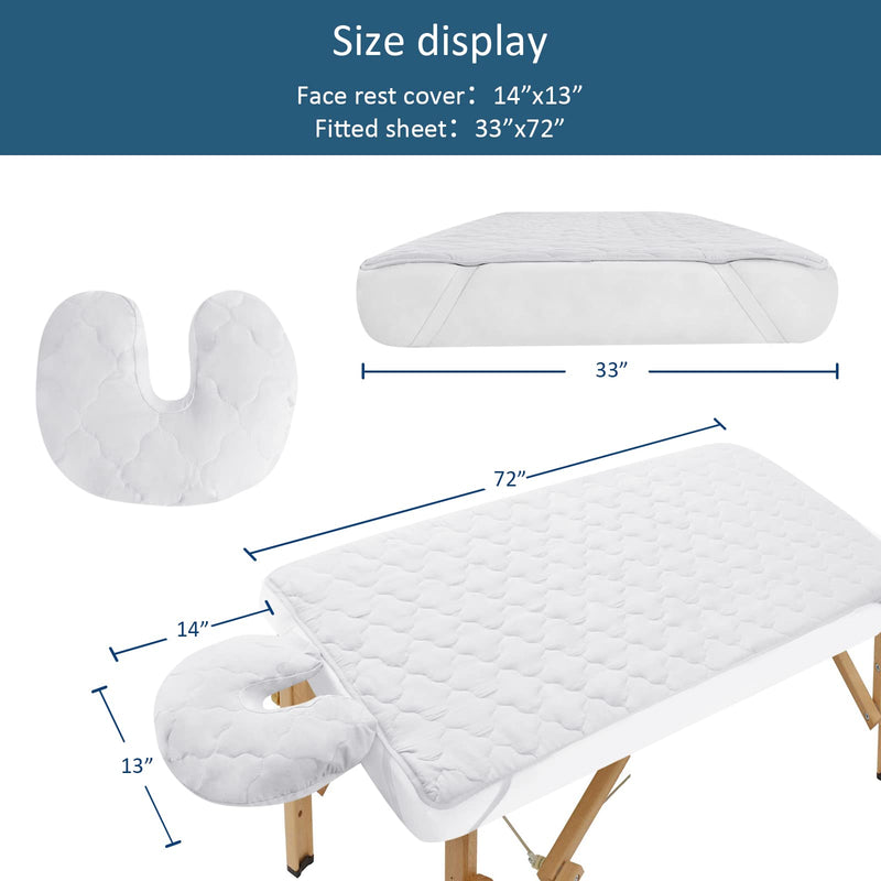 [Australia] - 2-Piece Waterproof Massage Table Sheet Set, Extra Soft, Cushy, for Massage Tables, Includes Massage Fitted Sheet and Face Rest Cover, White 
