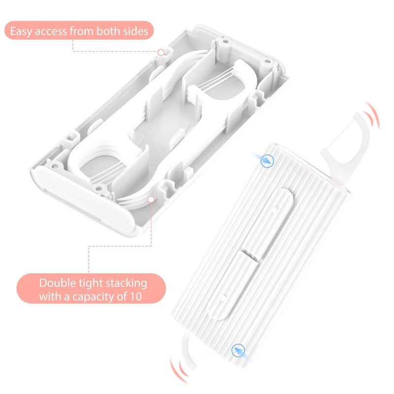 [Australia] - Andibro Portable Dental Floss Boxes, Pack of 2 Dental Floss Case Dental Floss Pick Dispenser Refillable Dental Floss Holder Travel Oral Care Tool for Teeth Cleaning 20 Dental Floss for Adults (White) White 
