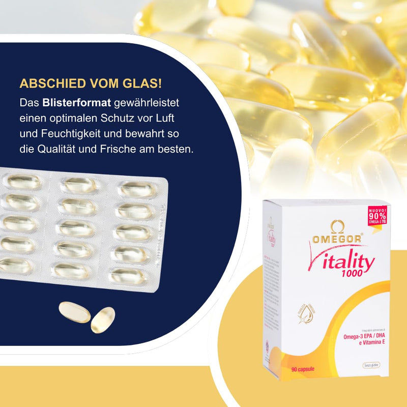 [Australia] - Omegor Vitality 1000 | Vision and brain function | For adults and children and people following the Zone Diet | Highest award for fish oil products | Capsules (90 pieces) 90 pieces (pack of 1) 