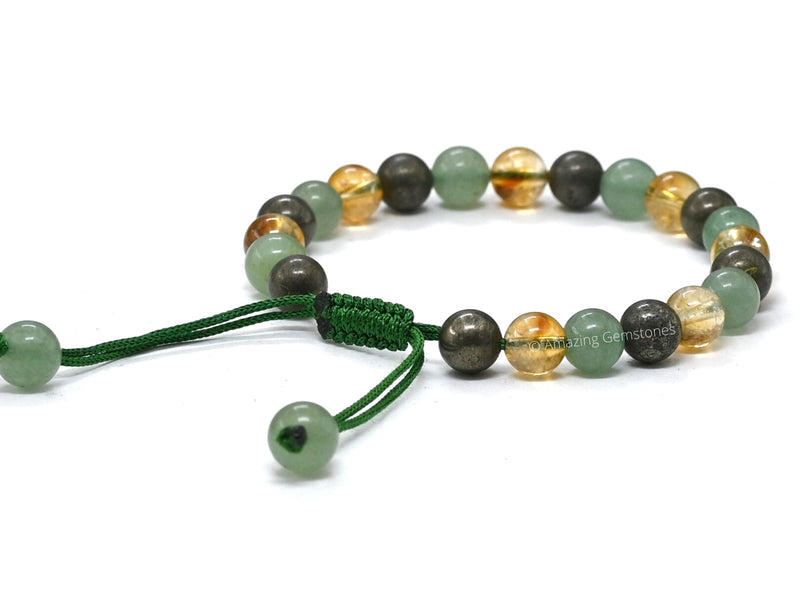 [Australia] - Natural Healing Crystal Bracelet for Women - Mens Bracelet Energy Balancing Gemstones Set - Adjustable Stone Bead Bracelet for Men and Women - Chakra Crystal Therapy Accessory, Meditation Money Success 