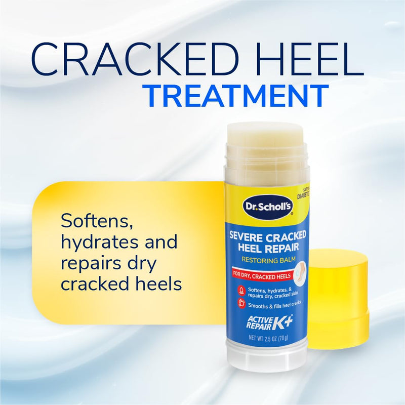 Dr. Scholl's Severe Cracked Heel Repair Restoring Balm 2.5oz, with 25% Urea for Dry, Cracked Feet, Heals and Moisturizes for Healthy Feet, Epsom Salt Soothes, Safe for Diabetics, 3-pack 2.5 Ounce (Pack of 3)