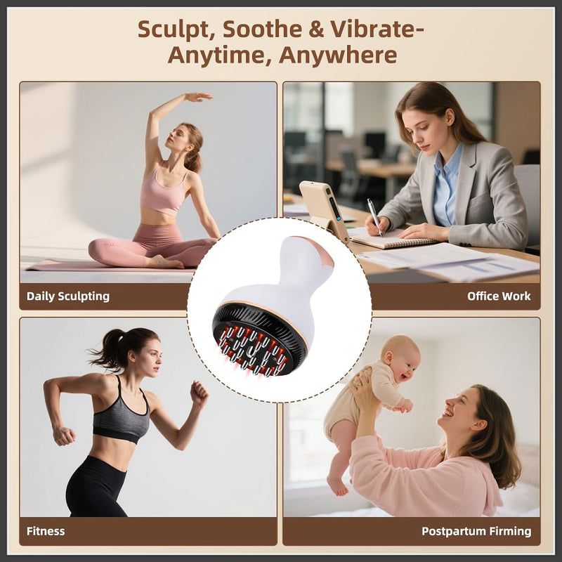 Lymphatic Drainage Massager, Cellulite Massage Tool Helps Reduce Stretch Marks & Cellulite Remover, for Belly, Legs, Arms, 30 Levels Microcurrent, Red Light, Heat and Vibration Body Engraving Machine