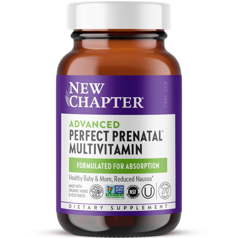[Australia] - New Chapter Advanced Perfect Prenatal Vitamins, 270ct, Made with Organic, Non-GMO Ingredients for Healthy Baby & Mom - Folate (Methylfolate), Whole-Food Fermented Iron, Vitamin D3 + Ginger 270 Count (Pack of 1) 