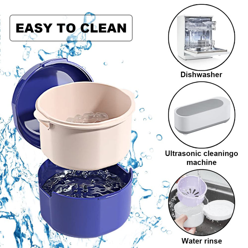 [Australia] - GmeDhc Braces Box with Strainer, Portable Denture Box Cover, Invisible Braces Storage Box, Double Layer Hollow Drain, for Orthodontic Bracket, Cleaning Box (Blue) Double Layer Blue 