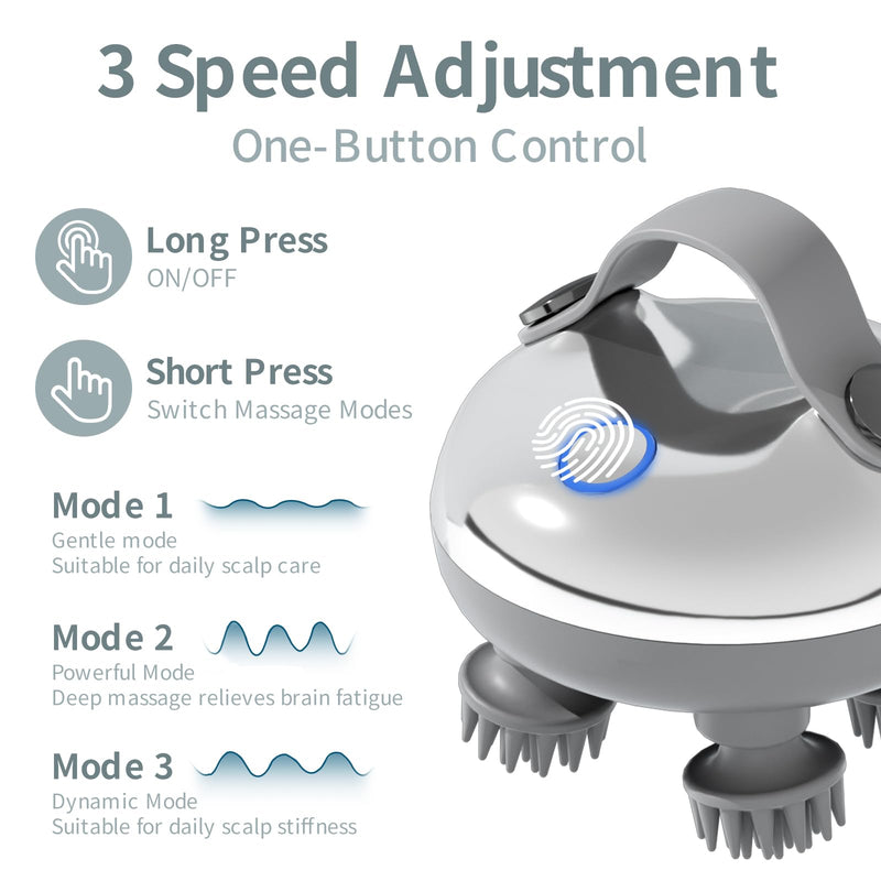 ScalpHero Smart Scalp Massager 2.0, Portable Heated Head with 128 Massage Nodes, Scalp Hero Electric Head Massager for Stress Relief, Deeply Clean Scalp Soothes Nerves & Promotes Hair Growth