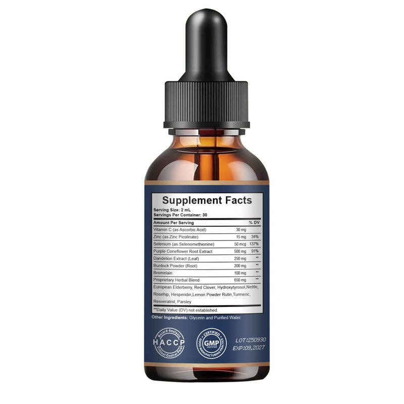 Lymph System Support Supplement - Lymph Drainage with Dandelion Extract, Zine, Burdock Powder - Reduce Lymph Swelling - Artichoke Lymphatic Drainage & Liver Repair Supplement - 60ml