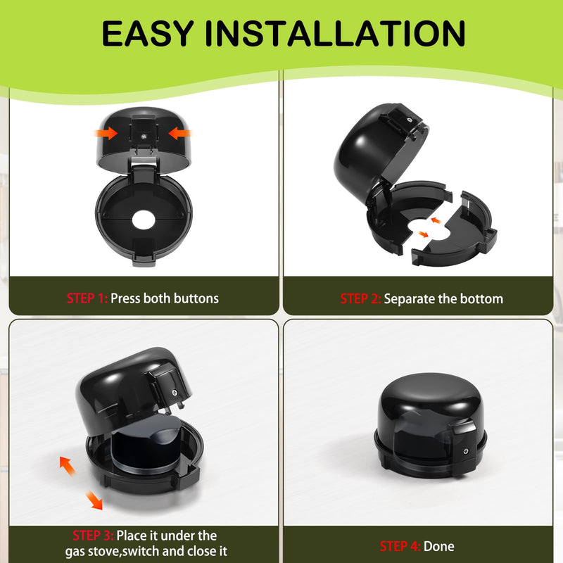 [Australia] - Stove Knob Safety Covers, for Knob Diameter Less Than 2.4", Unlock with Adult Two-Finger, Dual-Key Press Gas Stove Knob Locks, Upgraded Oven Lock Knob Covers for Child Safety, Black Color, Pack of 5 