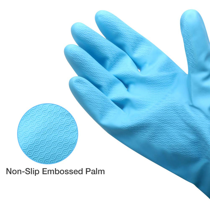 [Australia] - Alimat PluS 3 Pack Reusable Cleaning Gloves Latex Free, Dishwashing Gloves with Cotton Flock Liner and Embossed Palm, Waterproof Household Gloves for Laundry, Gardening (Medium) Medium (Pack of 3) Blue+pink+white 