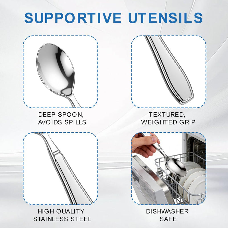 Weighted Utensils for Hand Tremors and Parkinsons Patients Heavy Weight Spoons Stainless Steel Silverware Adaptive Utensils for Elderly Arthritis Weak Hand Grip 7OZ