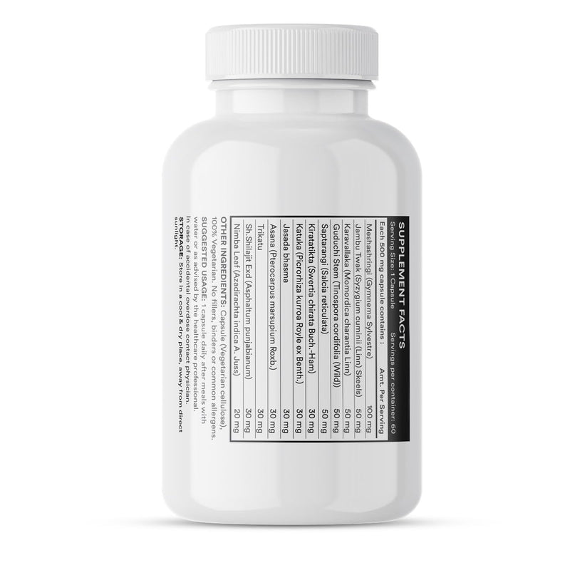 Glucotox | Ayurvedic Herbs Vegetarian Herbal Diet Supplement | Blood Sugar Support | Blood Sugar Balance & Control | Vegan Glucose Support | Blood Glucose Metabolism | 60 Capsules