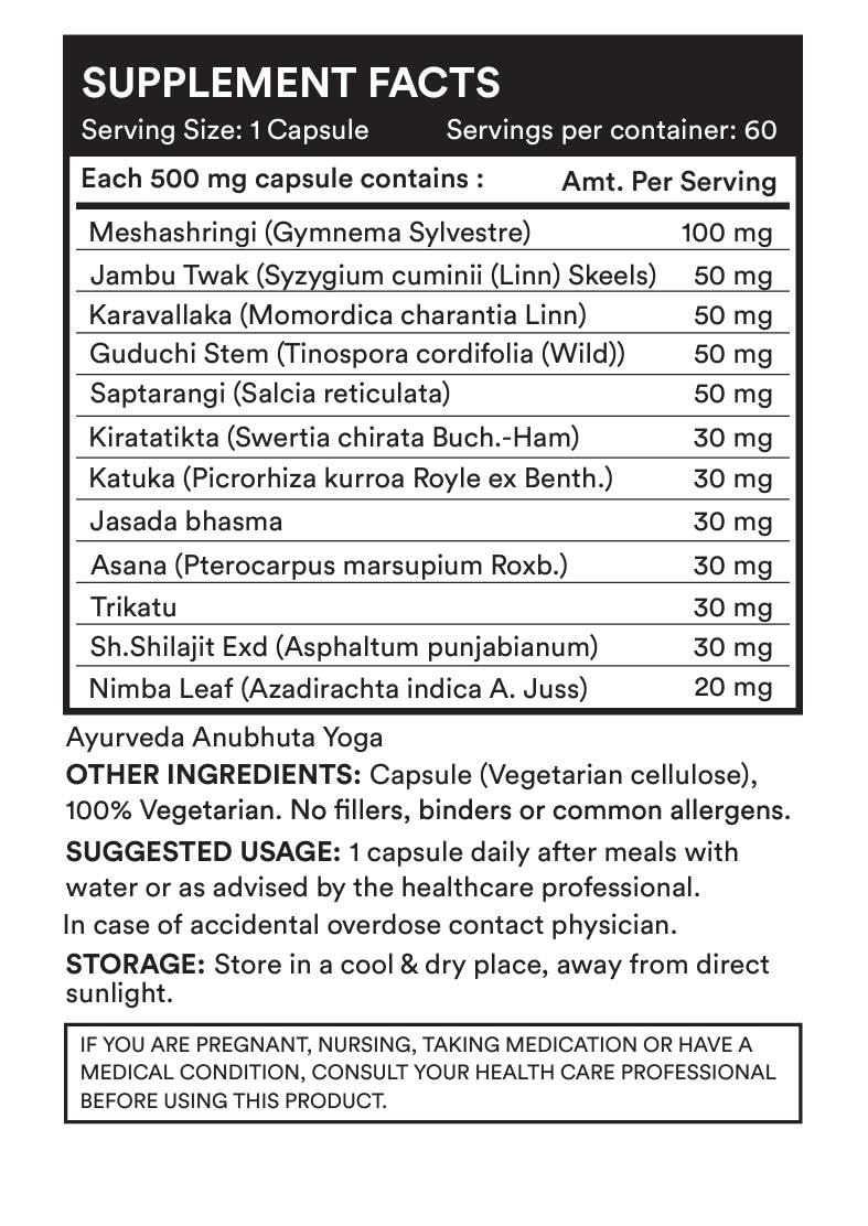 Glucotox | Ayurvedic Herbs Vegetarian Herbal Diet Supplement | Blood Sugar Support | Blood Sugar Balance & Control | Vegan Glucose Support | Blood Glucose Metabolism | 60 Capsules