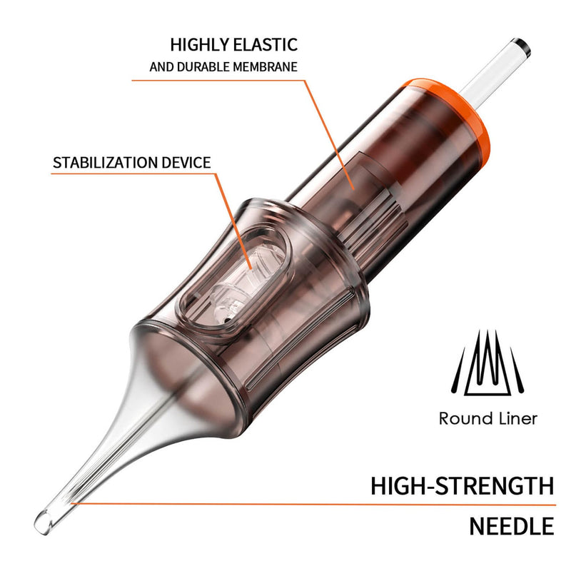 [Australia] - A-minusone 20 Pcs 1207RL Standard Disposable Tattoo Needle Cartridges - 20 Pack of Round Liner Needles with Membrane Safety Cartridges for Tattoo Artists 