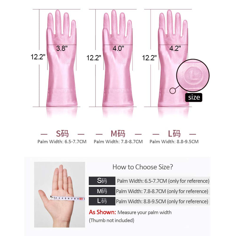 [Australia] - Alimat PluS 3 Pack Reusable Cleaning Gloves Latex Free, Dishwashing Gloves with Cotton Flock Liner and Embossed Palm, Waterproof Household Gloves for Laundry, Gardening (Medium) Medium (Pack of 3) Blue+pink+white 