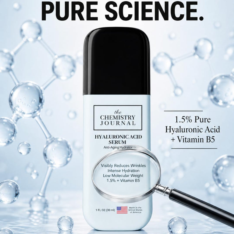 Hyaluronic Acid Serum for Face - Visibly Reduce Wrinkles, Smooth & Plump Skin, Vitamin B5, Low Molecular Weight, Hydrating Anti-Aging Serum. Made in the United States of America.