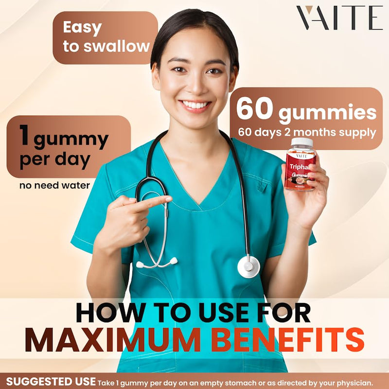 [Australia] - Organic Triphala Supplement with Amla, Haritaki & Bibhitaki - Amalaki Herbal Blend, Natural Ayurvedic Supplements & Gut Health & Immune Support, Colon Cleanse & Digestive System Supports - 60 Gummies 