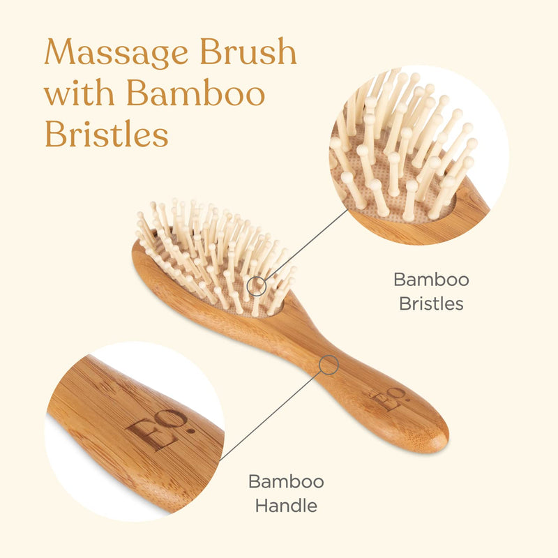 [Australia] - Natural Bamboo Hair Brush & Comb Set, 3 Piece - Cradle Cap Brush, Massage Hair Brush, Bamboo Comb for Toddlers, Newborns & Infants I Baby Registry Gift 
