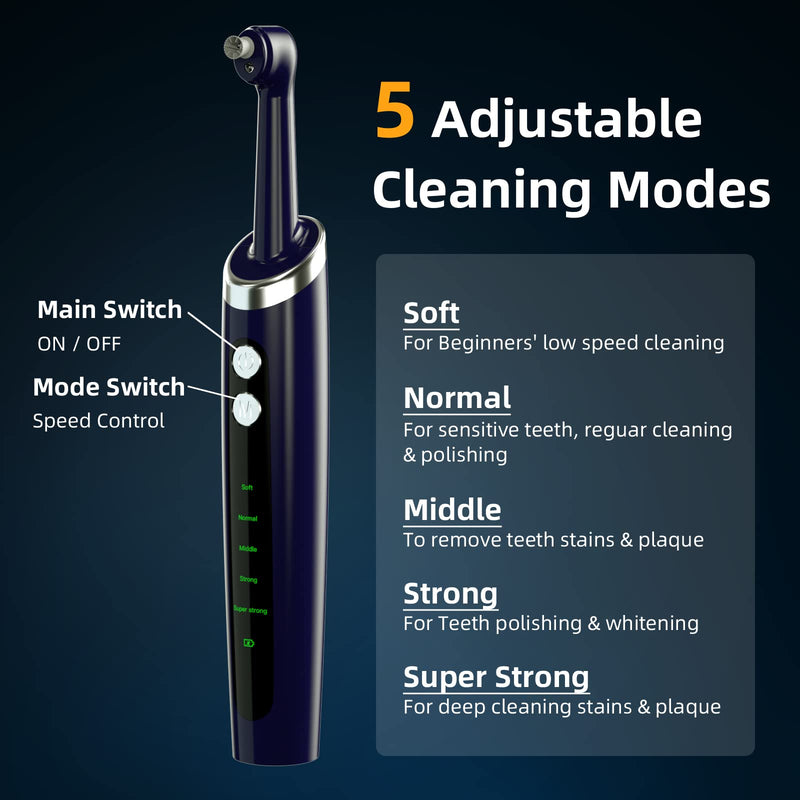 [Australia] - Electric Tooth Polisher, Multifunctional Replacement Head Teeth Cleaning Kit for Fighting Tooth Smoke and Tea Stains, USB Charging, Waterproof (Blue) Blue 