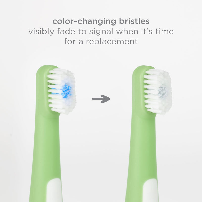 Ubbi Grow with Me Toothbrush Training Set for Babies and Toddlers, Includes One 360° Food-Grade Platinum Silicone and One Soft Bristled Toothbrush, Polaris Blue and Zest Green Grow With Me Toothbrush Set, Polaris & Zest