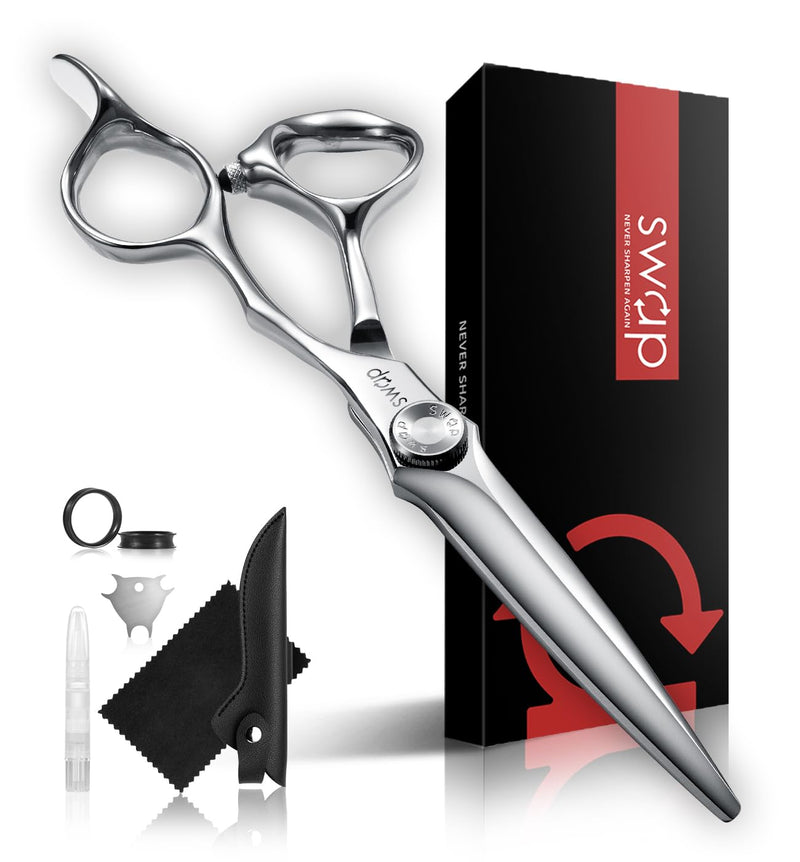 SWAP Professional Hair Cutting Scissors - 6.0'' Japanese SUS 440C Steel Barber Scissors, 60-62HRC Sharp Edge Blade with Adjustable Tension Screw for Salon & Home Use（6.0'' Hair Shears） 6 '' Hair Cutting Scissors