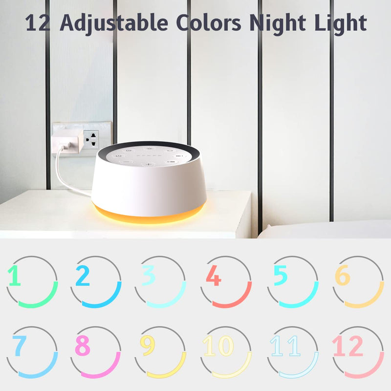 [Australia] - Brown Noise Sound Machine with 30 Soothing Sounds 12 Colors Night Light White Noise Machine for Adults Baby Kids Sleep Machines Memory Function 36 Volume Levels 5 Timers for Home Office Travel 