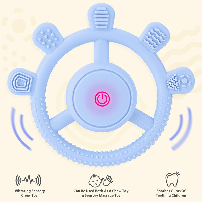 [Australia] - Vibrating Teether for Baby, Sensory Chew Toys for Autistic Children & Teething Toys for Babies 6-18 Months, USB Chargeable & 3X Vibration Settings. Toddler Travel Essential, Autism Sensory Products 