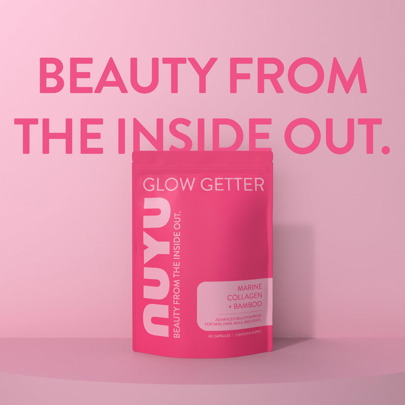NUYU Marine Collagen + Bamboo Extract Capsules. One-a-Day, 2 Month Supply - Advanced Beauty Support for Skin, Hair, Nails & Joints. Made in The UK.