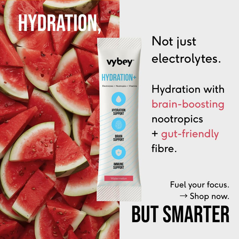 Smart Hydration+ Electrolyte Powder Drink Mix - Sachets - Zero Sugar Hydration, Nootropic Focus, Gut Friendly - All Natural (15 Pack, Watermelon)