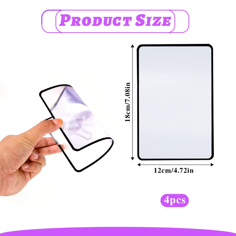 4 Pcs Flat Magnifier Lay on Page 3X Magnifying Sheet for Reading Page Magnifier Bookmark Flexible Plastic Magnifiers Lenses for Reading Small Print, Books, Maps, Patterns(7'' x 4.7'')