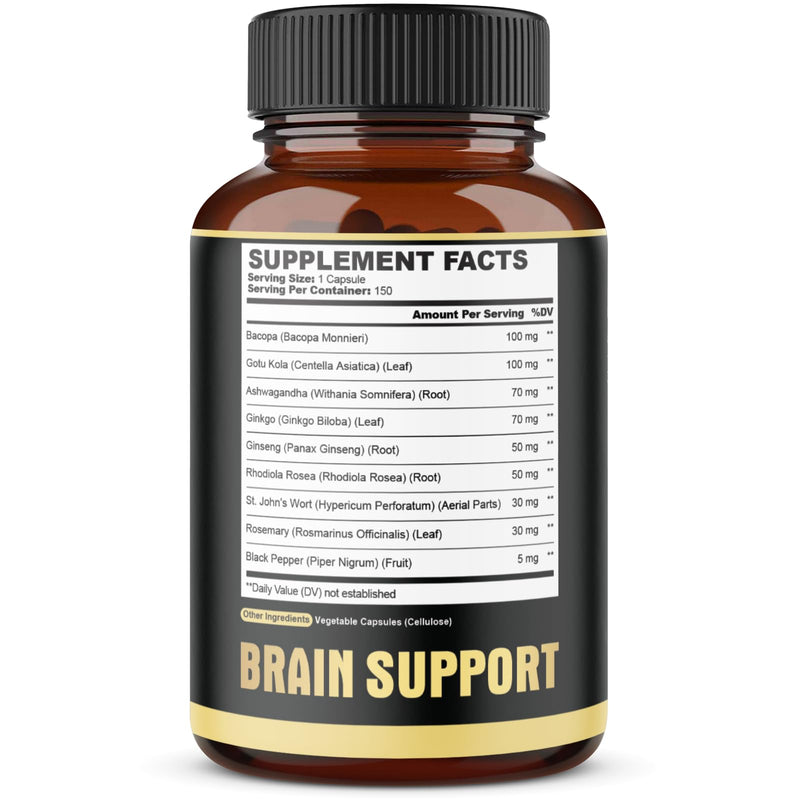 [Australia] - agobi 9in1 Brain Support Supplement - Blended with Ashwagandha, Panax Ginseng, Gotu Kola, Ginkgo Biloba, Black Pepper & More - Accuracy, Focus, Memory & Energy Booster - 150 Capsules for 5 Months 
